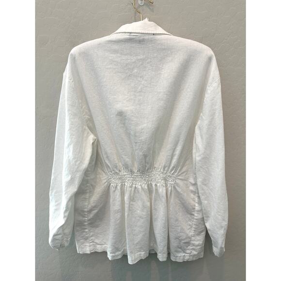MARC NEW YORK | White Linen Blend Button Front Blazer Jacket | Large - Picture 5 of 7
